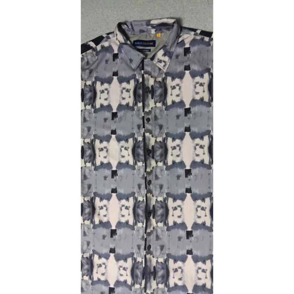 Suslo Couture Button Up Short Sleeve Shirt Mens Size 3XL Gray Watercolor Design - Picture 4 of 10